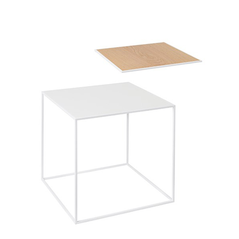 By Lassen Twin 35 Bord hvid base, hvid/eg