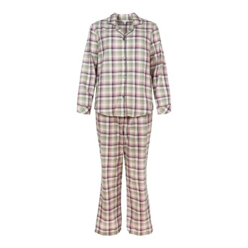 LADY AVENUE COTTON FLANNEL PYJAMAS 83-1087 329 (Army/Rose Checks, XS)