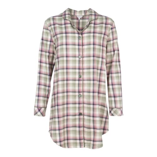 LADY AVENUE COTTON FLANNEL NATSKJORTE 83-1085 329 (Army/Rose Checks, XS)