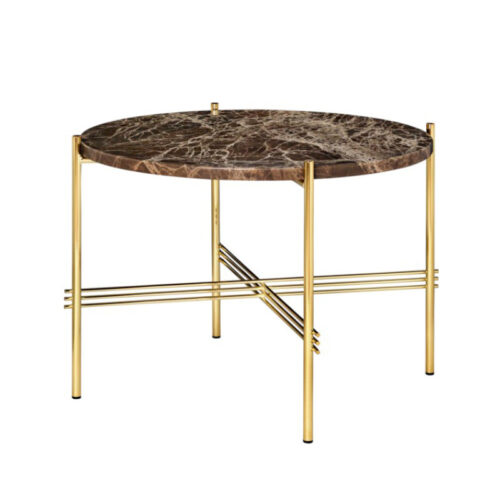 Gubi TS Table Messing Base Brun Marmor Sofabord Ø55
