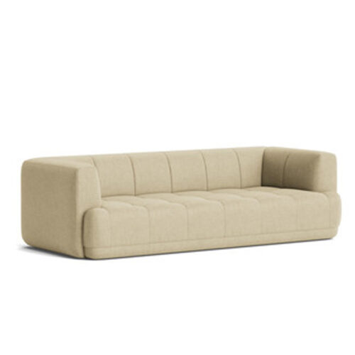 HAY Quilton sofa 3 seater Linen Grid Dark Beige