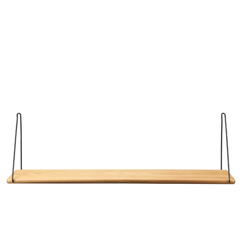 FDB Møbler B145 Hylde med Sorte beslag 20 x 90 cm Eg