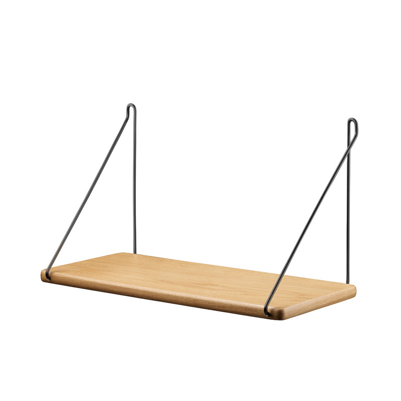 FDB Møbler B145 Hylde m/ sorte beslag 20 x 45 cm Eg