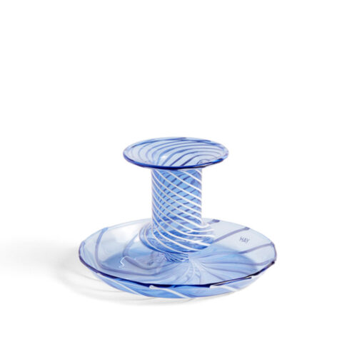 HAY Flare Lysestage Stripe light blue with white