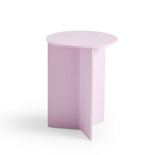 HAY Slit Table Wood Round High Pink
