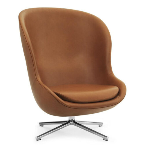Normann Copenhagen Hyg Lænestol Høj M. Drejestel Aluminium Ultra Læder