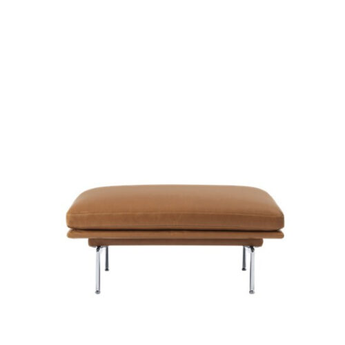 Muuto Outline Pouf Refine Leather Cognac/Polished Aluminum