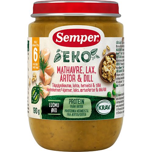 Babymos Havrekerner, laks, ærter & dild Ø​ fra 6 mdr