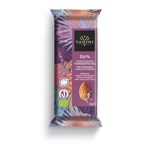 Chokolade mørk 56% m. hakkede mandler & salt Ø