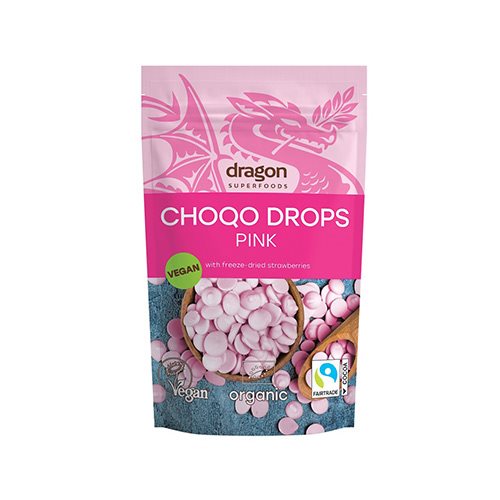 Chokoladeknapper pink vegan Ø m. frysetørrede jordbær