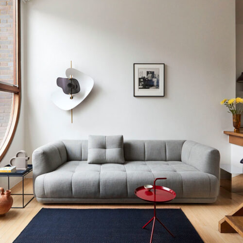 HAY Quilton 3 Seater sofa Linen Grid adriatic blue