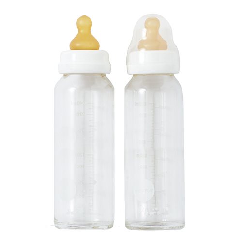 Hevea Sutteflaske glas hvid, 2 stk
