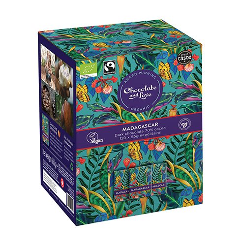 Madagascar Dispenser box 120x5.5g chokolader.  Ø  Mørk chokolade (70% kakao)