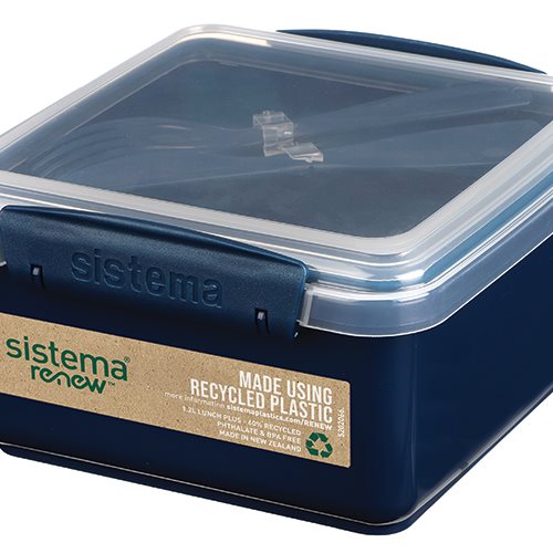 Madkasse m. kniv & gaffel 1.2l ass farver mint/blå