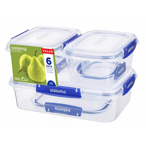 Opbevarings sæt Klip It Plus 6-pak 1 stk 2,2L, 3 stk 1L, 2 stk 400 ml