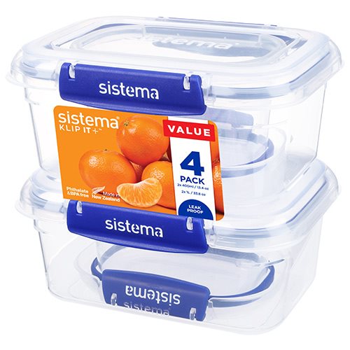 Opbevarings sæt Starter Klip It Plus, 4-pak 2 stk 220ml & 2stk 400ml