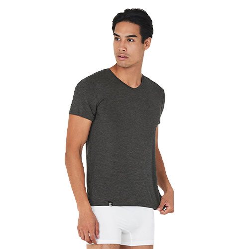 T-Shirt Herre V-hals mørkegrå  str. M