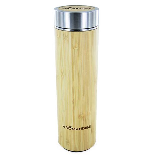 Termoflaske m. tefilter bambus/rustfri stål 450 ml