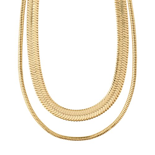 Pilgrim RECONNECT chunky snake chains, 2-i-1 sæt guldbelagt