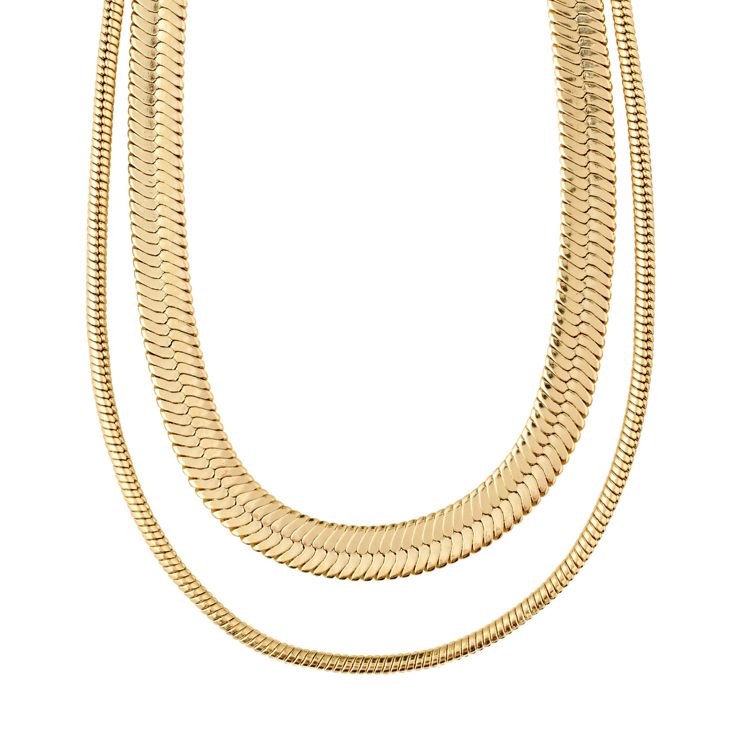 Pilgrim RECONNECT chunky snake chains, 2-i-1 sæt guldbelagt