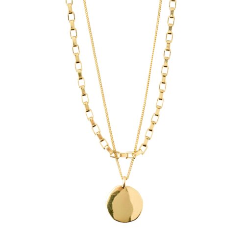 Pilgrim CLARITY cable chain og coin chain, 2-i-1 sæt guldbelagt