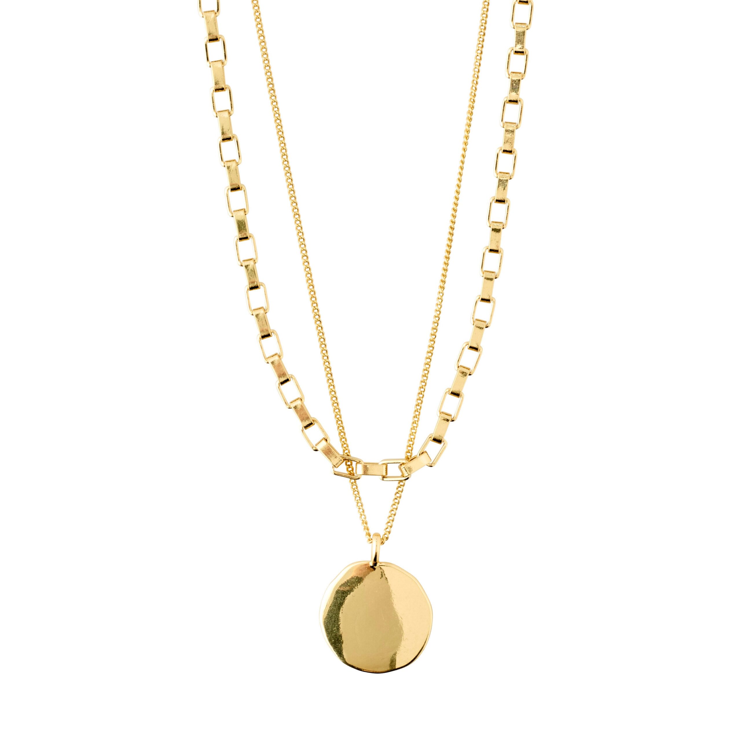 Pilgrim CLARITY cable chain og coin chain, 2-i-1 sæt guldbelagt