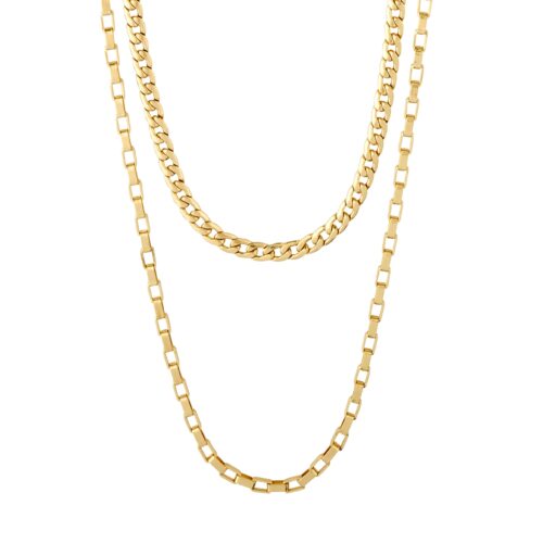 Pilgrim CLARITY multikæde, cable- og curb chain guldbelagt