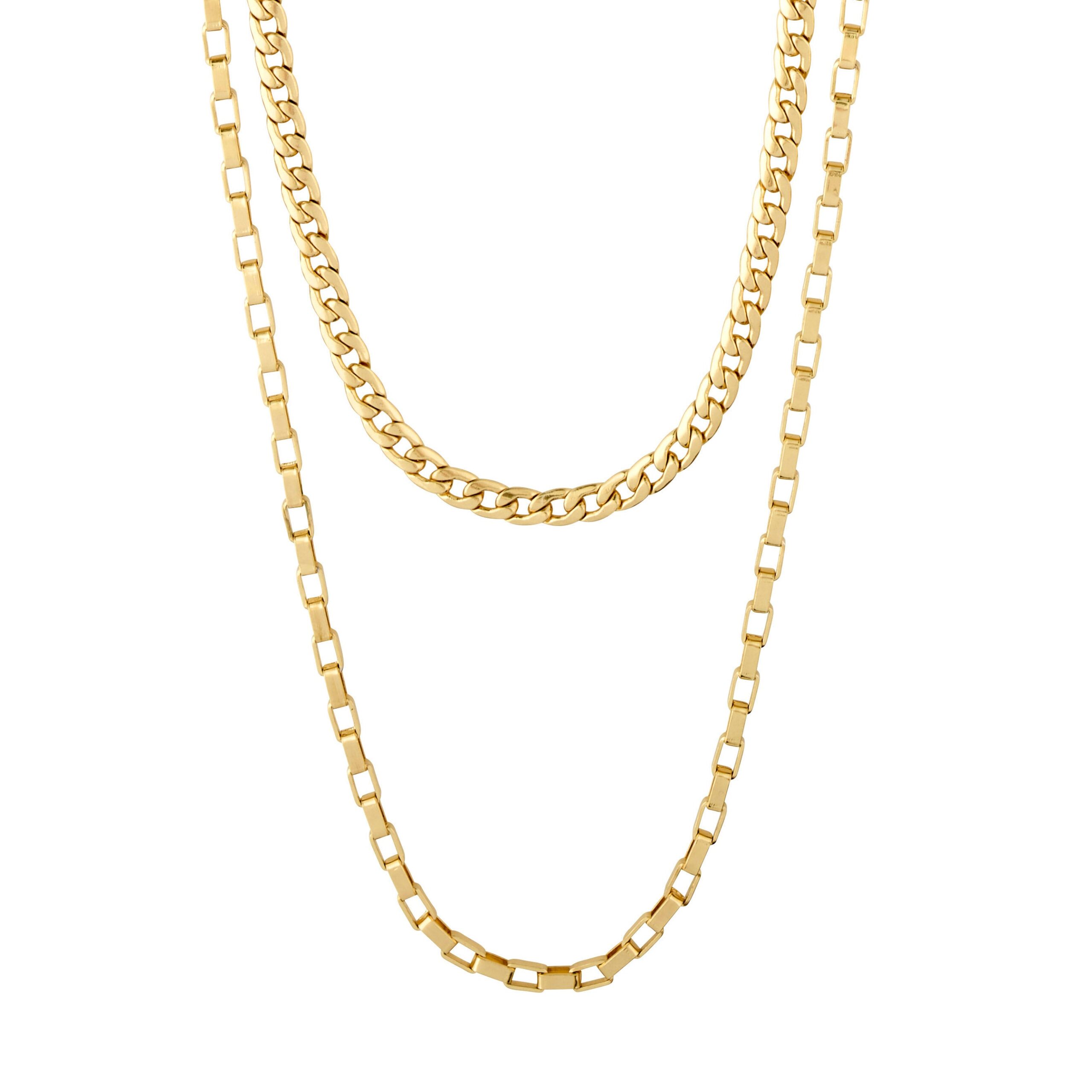 Pilgrim CLARITY multikæde, cable- og curb chain guldbelagt