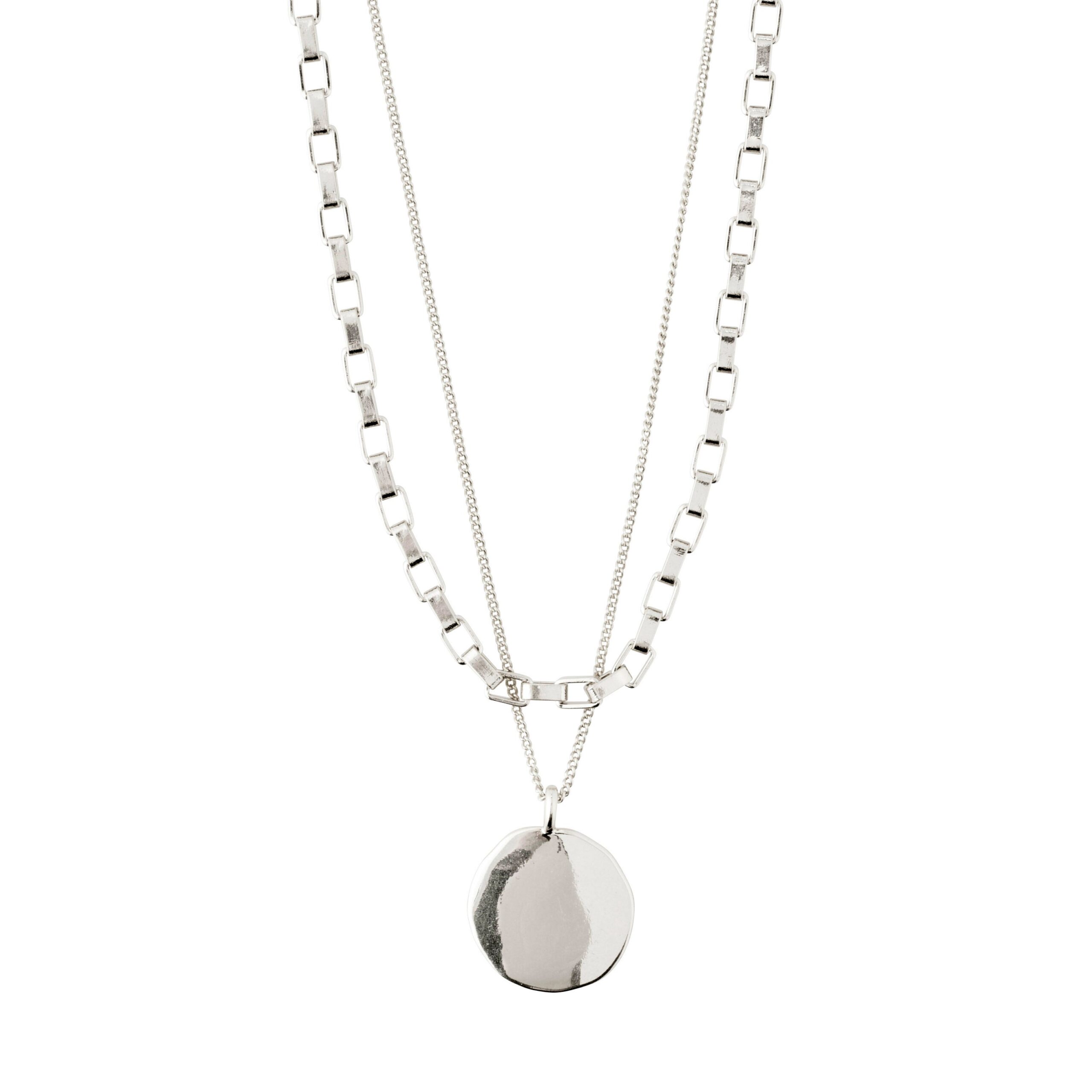 Pilgrim CLARITY cable chain og coin chain, 2-i-1 sæt sølvbelagt