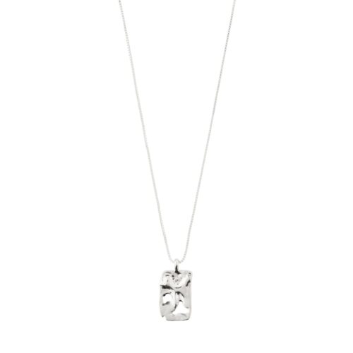 Pilgrim HAPPY square pendant halskæde sølvbelagt