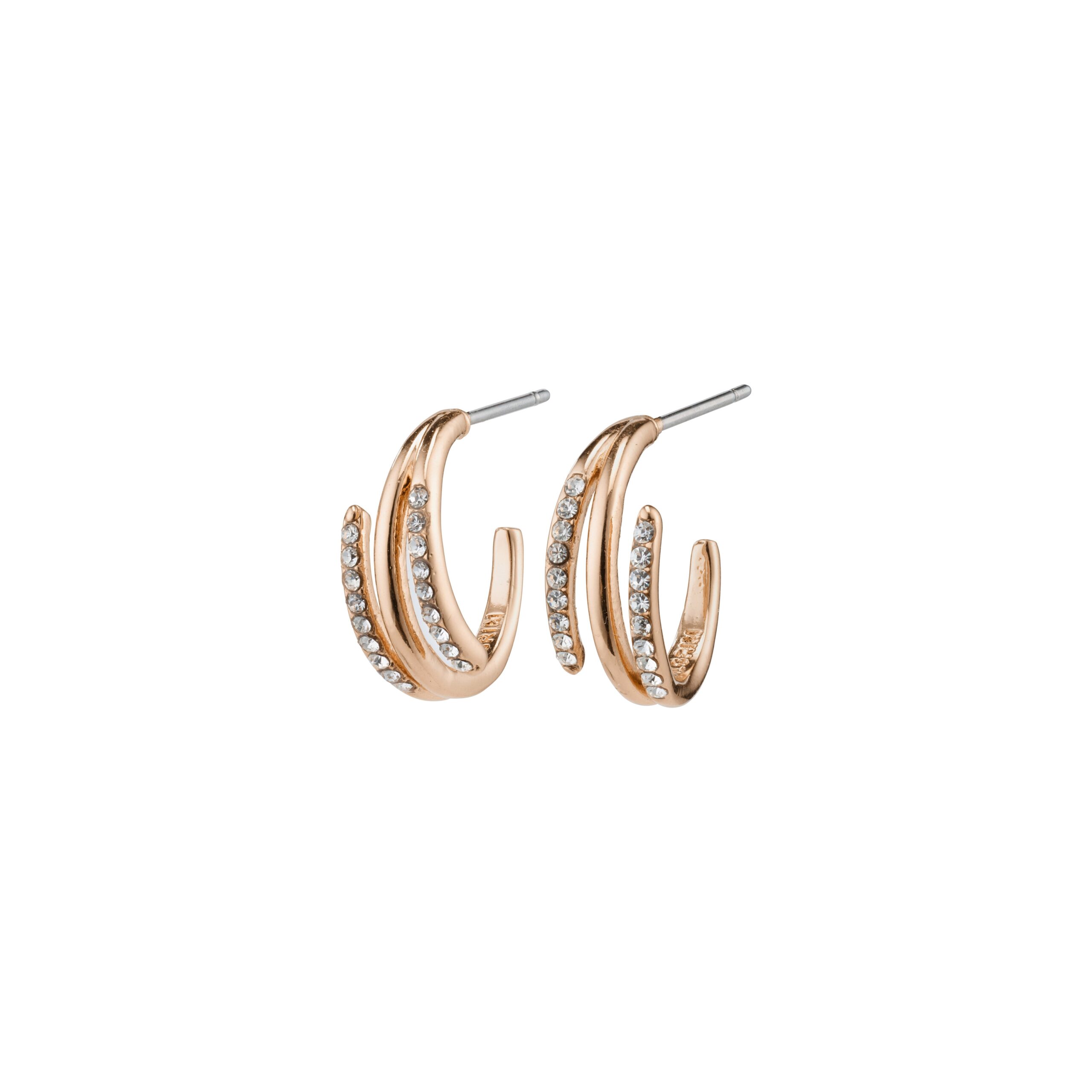 Pilgrim SERENITY krystal deco semi-hoops rosaguldbelagt