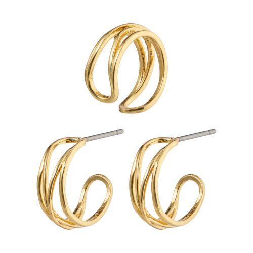Pilgrim NATIVE BEAUTY små hoops og ear cuff guldbelagt