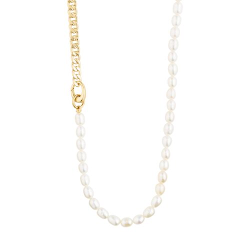 Pilgrim PRECIOUS curb chain med ferskvandsperler guldbelagt