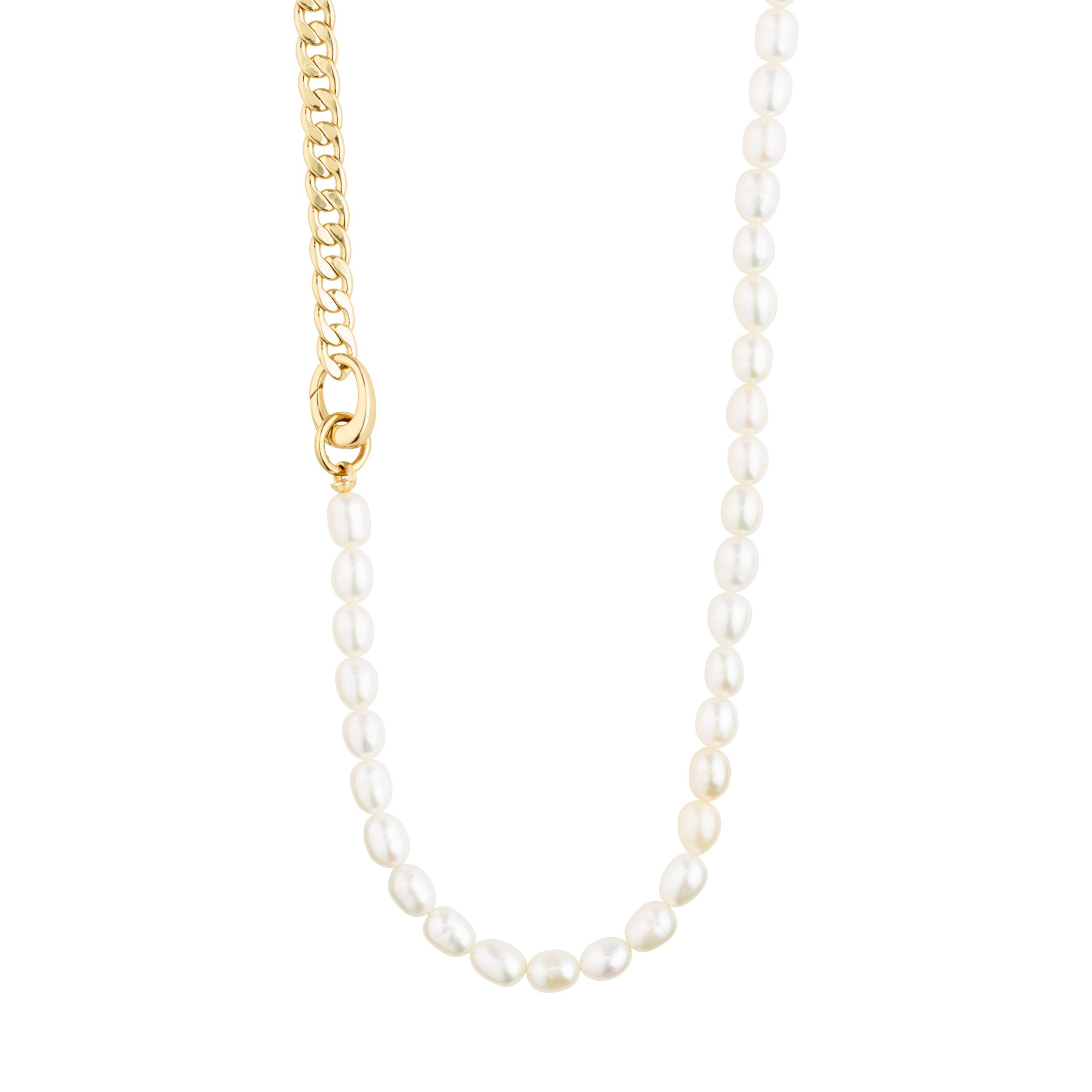 Pilgrim PRECIOUS curb chain med ferskvandsperler guldbelagt
