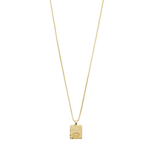 Pilgrim THANKFUL square pendant halskæde guldbelagt