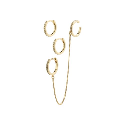Pilgrim BLOSSOM recycled hoop øreringe og cuff 2-i-1 sæt guldbelagt