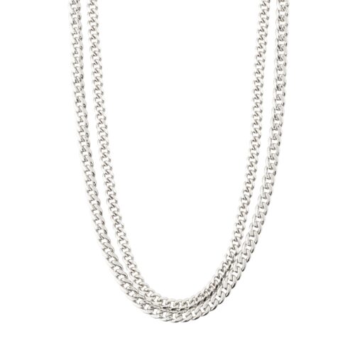 Pilgrim BLOSSOM recycled curb chain halskæde 2-i-1 sølvbelagt
