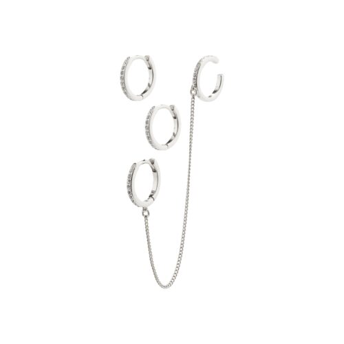 Pilgrim BLOSSOM recycled hoop øreringe og cuff 2-i-1 sæt sølvbelagt