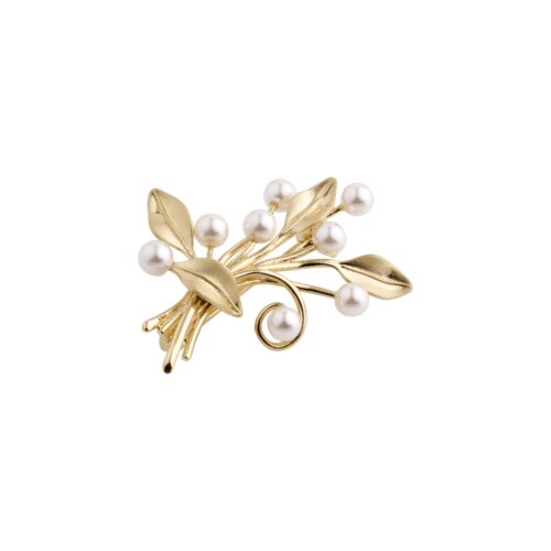Pilgrim Broche : Hanya : Guldbelagt : Hvid