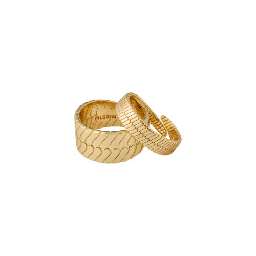 Pilgrim KELLY snake chain ringe, 2-i-1 sæt guldbelagt