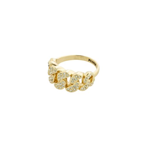 Pilgrim MAGDALENE krystal curb chain ring guldbelagt