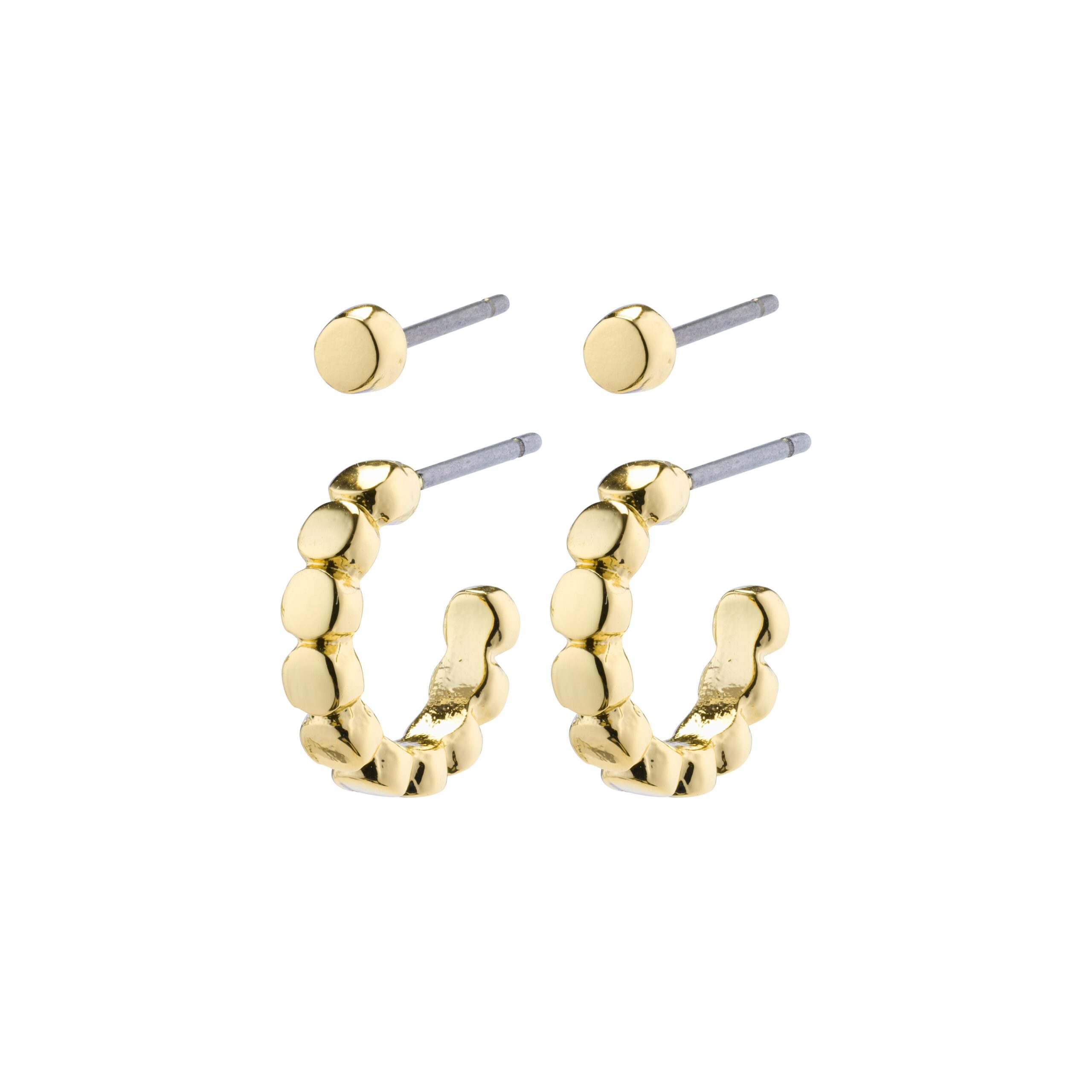 Pilgrim ANGELA 2-i-1 hoop & stud øreringe guldbelagt