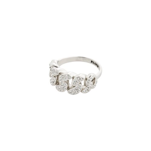 Pilgrim MAGDALENE krystal curb chain ring sølvbelagt