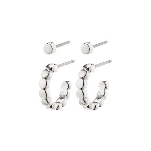 Pilgrim ANGELA 2-i-1 hoop & stud øreringe sølvbelagt