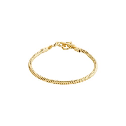 Pilgrim LEAF recycled snake chain armbånd guldbelagt