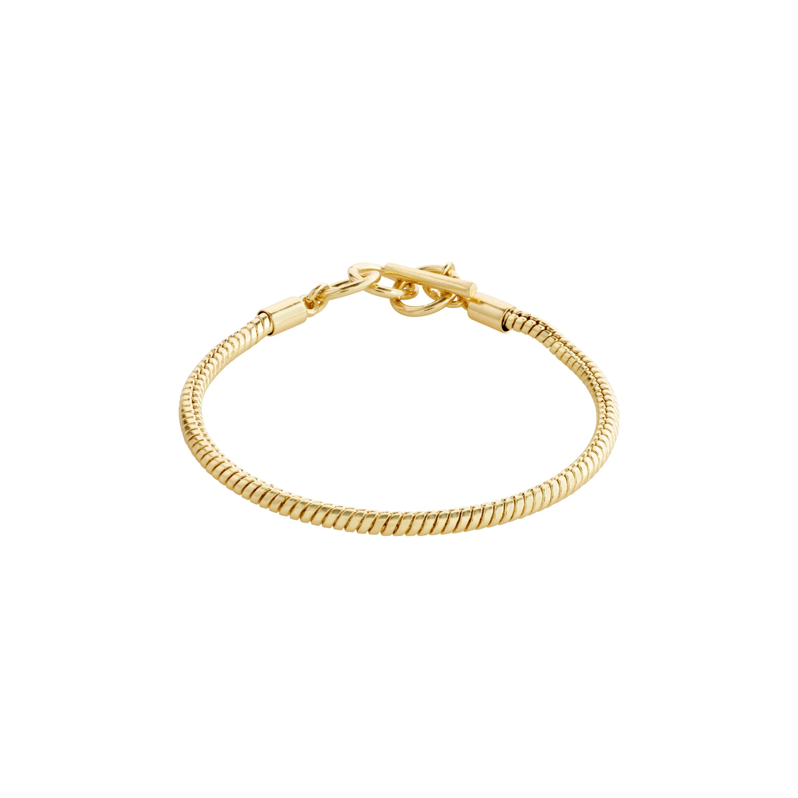 Pilgrim LEAF recycled snake chain armbånd guldbelagt