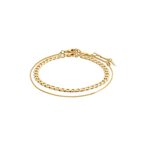 Pilgrim LEAF recycled 2-i-1 armbånd guldbelagt