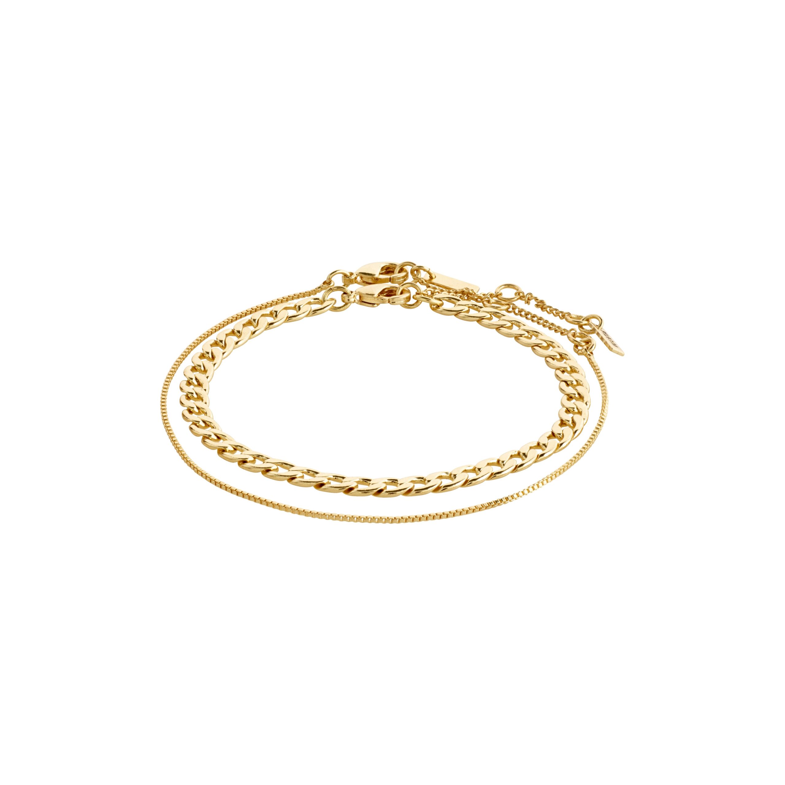 Pilgrim LEAF recycled 2-i-1 armbånd guldbelagt