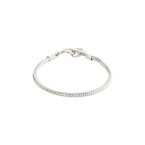 Pilgrim LEAF recycled snake chain armbånd sølvbelagt