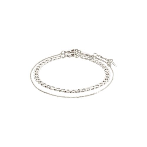 Pilgrim LEAF recycled 2-i-1 armbånd sølvbelagt